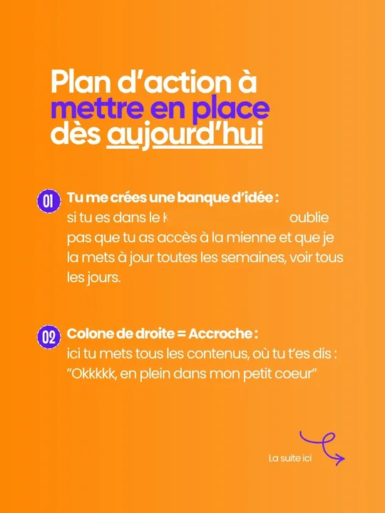 L'original&nbsp;: «&nbsp;Plan d'action à mettre en place dès aujourd'hui&nbsp;», fond orange, deux pastilles numérotées