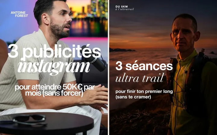 L'original admiré à gauche, sa reproduction à droite, sur le sujet « coaching ultra trail »