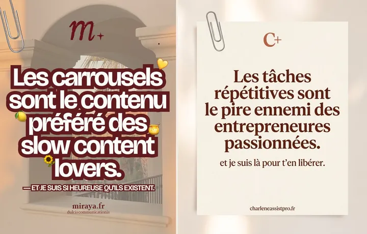 L'original admiré à gauche, sa reproduction à droite, sur le sujet « outils & automatisations pour entrepreneures »