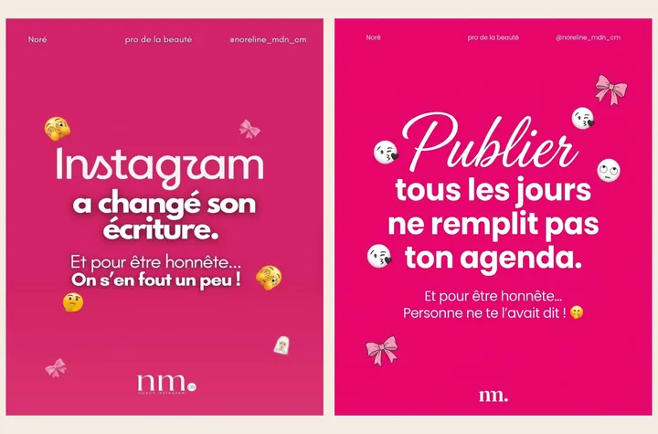 L'original admiré à gauche, sa reproduction à droite, sur le sujet « Publier tous les jours ne remplit pas ton agenda »