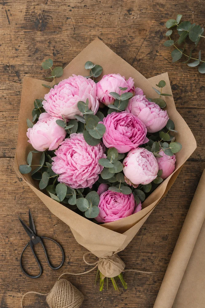 Fleuriste : Le bouquet de pivoines, l'image de départ